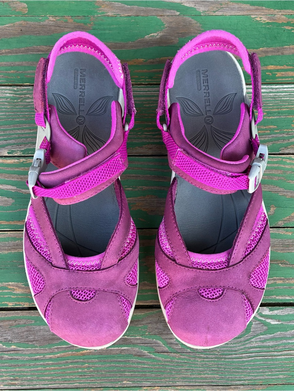 Merrell Azura Wrap Sport Sandals Womens 8 Purple Leather Waterproof Shoes